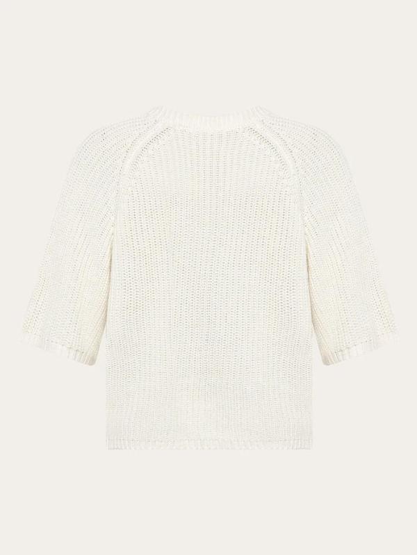 KnowledgeCotton Apparel - V-Neck Short Sleeve Knit - Egret - Afbeelding 3