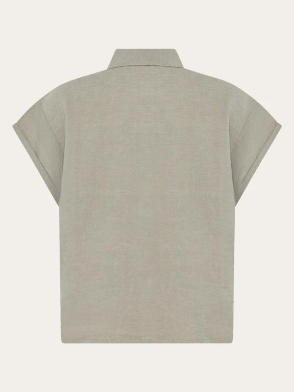 Knowledgecotton Apparel - Aster Fold Up Short Sleeve linen Shirt - Yarndyed - Afbeelding 3