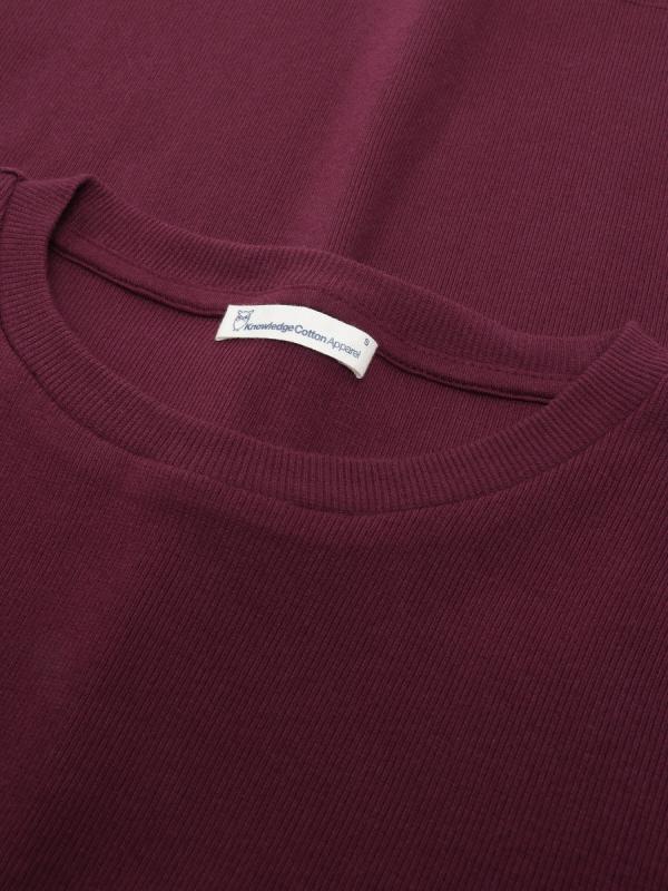 KnowledgeCotton Apparel - Rib Scoop Neck Long Sleeved - Fig - Afbeelding 3