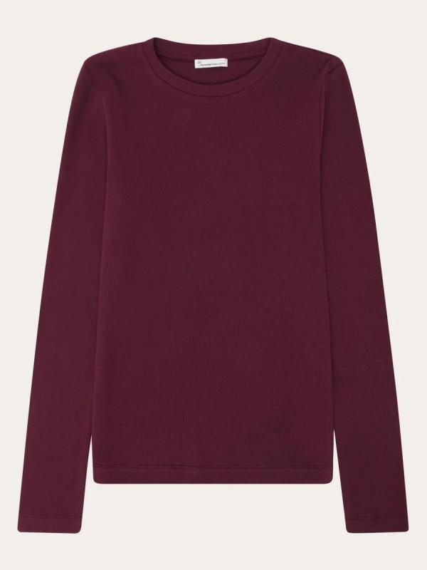 KnowledgeCotton Apparel - Rib Scoop Neck Long Sleeved - Fig