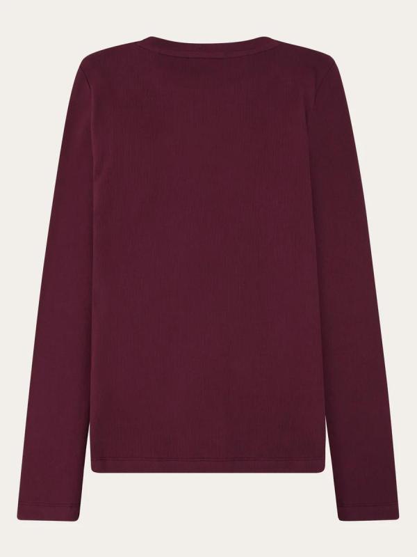 KnowledgeCotton Apparel - Rib Scoop Neck Long Sleeved - Fig - Afbeelding 2