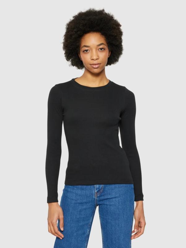 KnowledgeCotton Apparel - Rib Scoop Neck Long Sleeved - Fig - Afbeelding 4