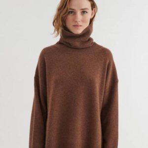 Basic Apparel - Liz Sweater With Collar Merino Wool - Fondue Fudge