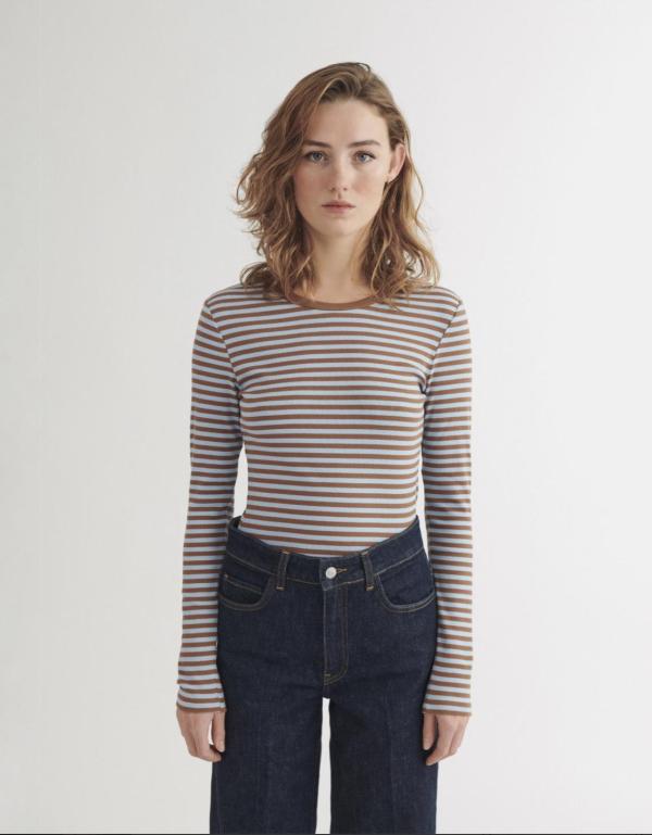 Basic Apparel - Ludmilla LS Tee - Nuthach/Dutch canal