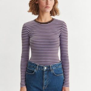 Basic Apparel - Ludmilla LS Tee - Violet Tulip/Chicory Coffee