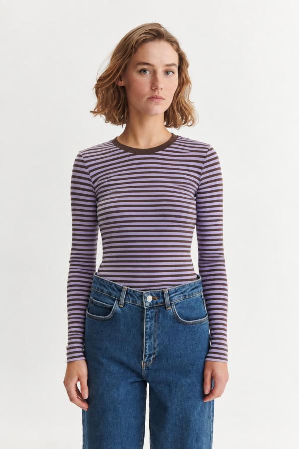 Basic Apparel - Ludmilla LS Tee - Violet Tulip/Chicory Coffee
