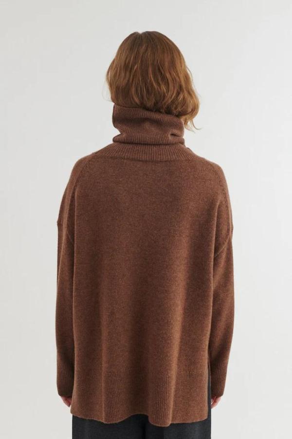 Basic Apparel - Liz Sweater With Collar Merino Wool - Fondue Fudge - Afbeelding 3